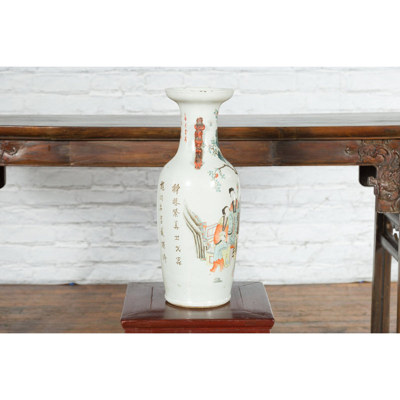 Chinese Qing Porcelain Vase with Hand-Painted Figures and Calligraphy Motifs-YNE121-3. Asian & Chinese Furniture, Art, Antiques, Vintage Home Décor for sale at FEA Home