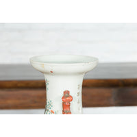 Chinese Qing Porcelain Vase with Hand-Painted Figures and Calligraphy Motifs