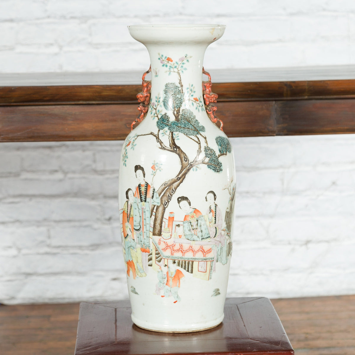 Chinese Qing Porcelain Vase with Hand-Painted Figures and Calligraphy Motifs-2. Asian & Chinese Furniture, Art, Antiques, Vintage Home Décor for sale at FEA Home