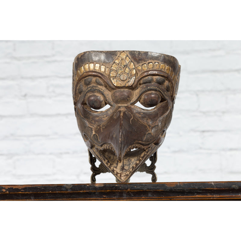 Indonesian Tribal Lombok Animal Mask with Gilded Accents and Striking Features-YNE616-10. Asian & Chinese Furniture, Art, Antiques, Vintage Home Décor for sale at FEA Home