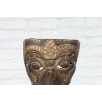 Indonesian Tribal Lombok Animal Mask with Gilded Accents and Striking Features-YNE616-4. Asian & Chinese Furniture, Art, Antiques, Vintage Home Décor for sale at FEA Home
