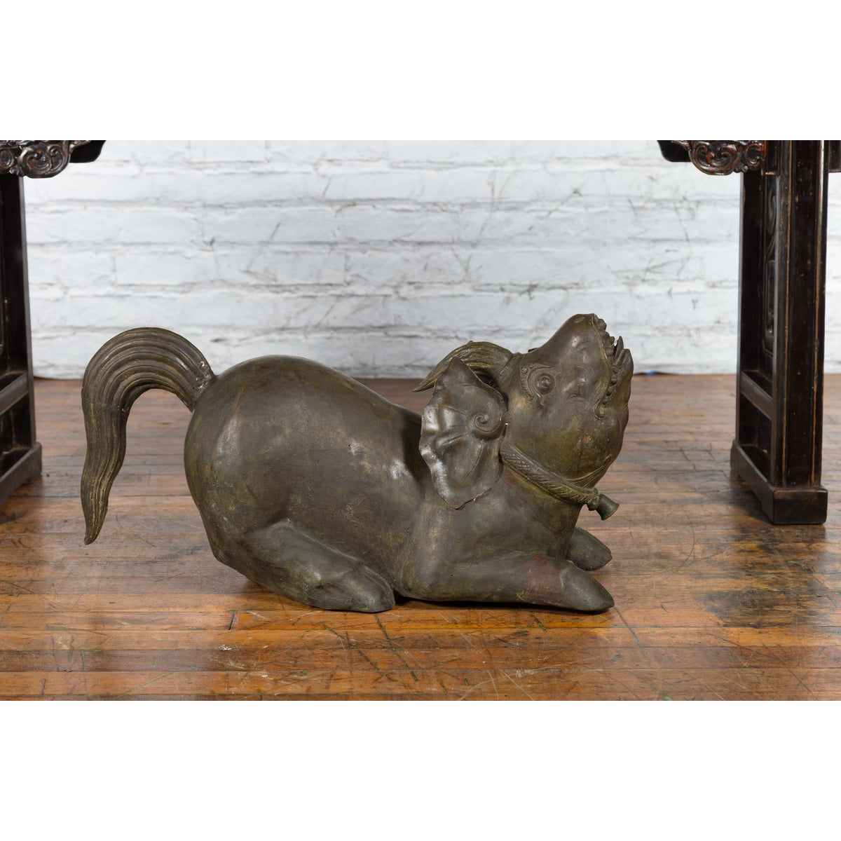 Celebes Island Hand-Tooled Temple Monster Sculpture with Swine Ears and Horn-2. Asian & Chinese Furniture, Art, Antiques, Vintage Home Décor for sale at FEA Home