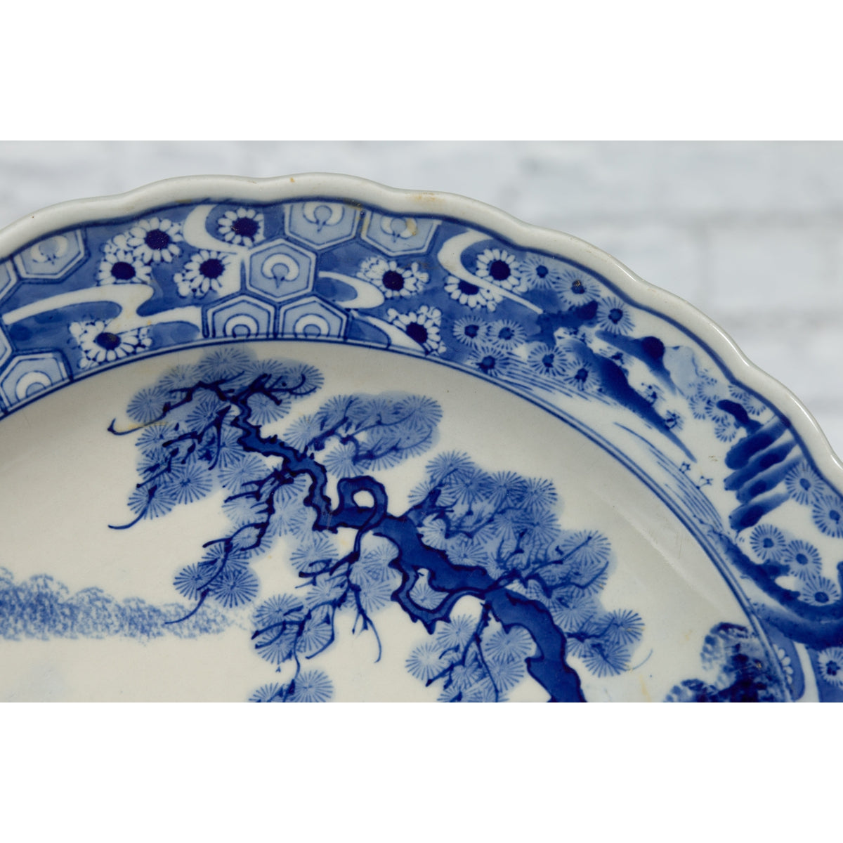 Japanese 19th Century Porcelain Imari Charger with Painted Blue and White Décor-13. Asian &amp; Chinese Furniture, Art, Antiques, Vintage Home Décor for sale at FEA Home