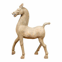 Large Chinese Han Dynasty Period Terracotta Walking Horse, circa 202 BC-200 AD