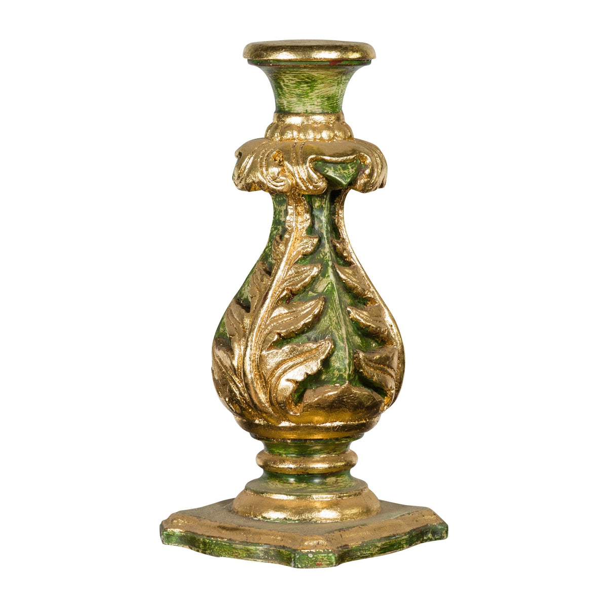 Indian Green and Gold Acanthus Carved Finial Drilled to Be Made into a Lamp-1. Asian & Chinese Furniture, Art, Antiques, Vintage Home Décor for sale at FEA Home