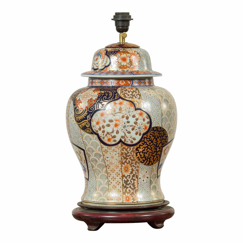 Vintage Japanese Arita Porcelain Gold, Dark Blue and Orange Table Lamp-YN6806-1. Asian & Chinese Furniture, Art, Antiques, Vintage Home Décor for sale at FEA Home