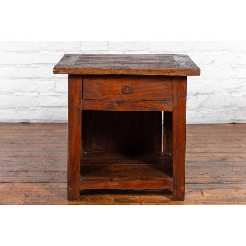 Javanese Early 20th Century Rustic Bedside Cabinet with Drawer and Open Shelf-YN1469-2. Asian & Chinese Furniture, Art, Antiques, Vintage Home Décor for sale at FEA Home