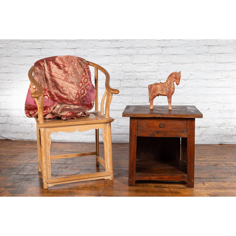 Javanese Early 20th Century Rustic Bedside Cabinet with Drawer and Open Shelf-YN1469-5. Asian & Chinese Furniture, Art, Antiques, Vintage Home Décor for sale at FEA Home