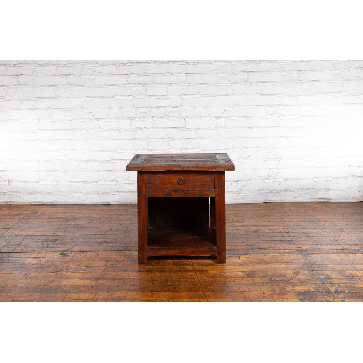 Javanese Early 20th Century Rustic Bedside Cabinet with Drawer and Open Shelf-6. Asian &amp; Chinese Furniture, Art, Antiques, Vintage Home Décor for sale at FEA Home