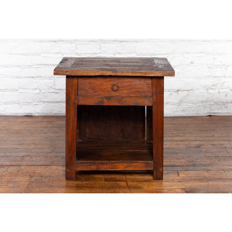 Javanese Early 20th Century Rustic Bedside Cabinet with Drawer and Open Shelf-YN1469-7. Asian & Chinese Furniture, Art, Antiques, Vintage Home Décor for sale at FEA Home