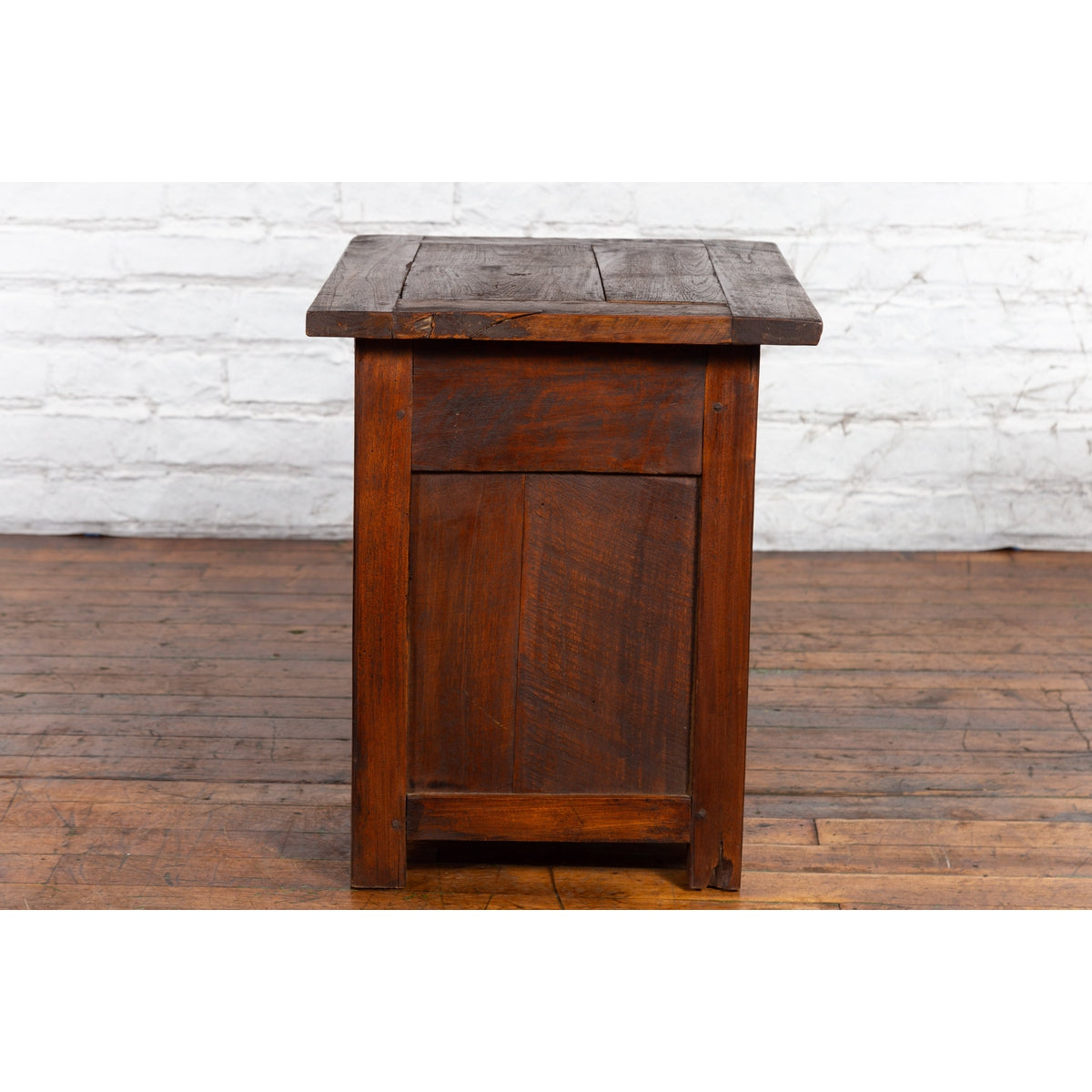 Javanese Early 20th Century Rustic Bedside Cabinet with Drawer and Open Shelf-9. Asian &amp; Chinese Furniture, Art, Antiques, Vintage Home Décor for sale at FEA Home