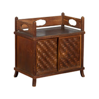 Javanese Vintage Side Cabinet with Latticed Bamboo Sliding Doors and Gallery