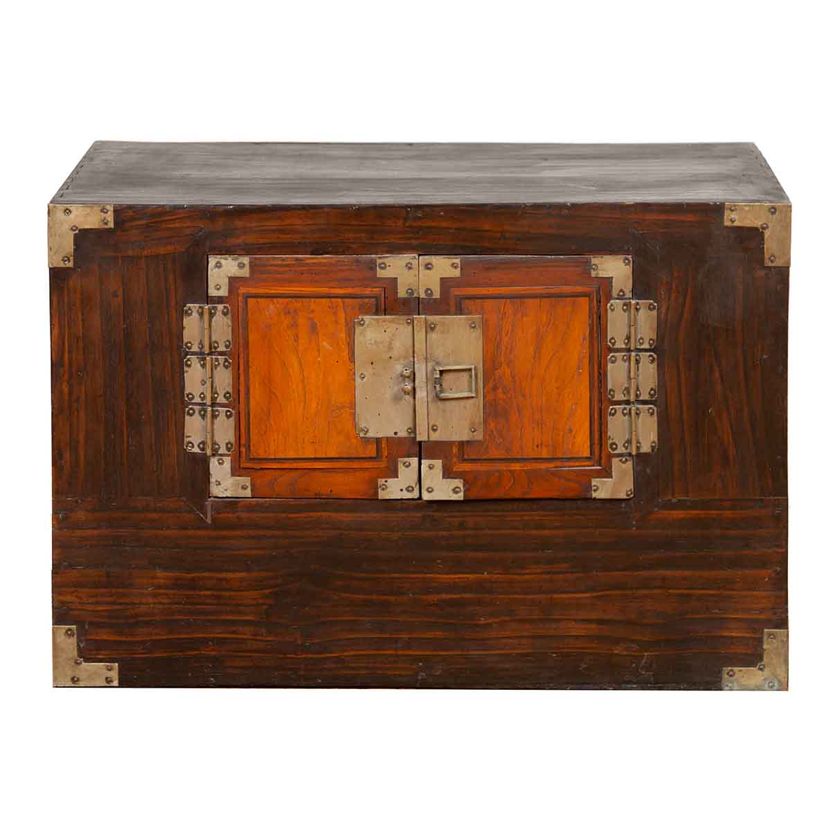 Korean Late 19th Century Two-Toned Side Chest with Brass Hardware-1. Asian & Chinese Furniture, Art, Antiques, Vintage Home Décor for sale at FEA Home