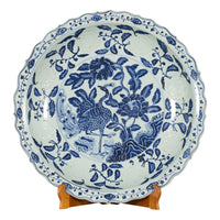 Large Chinese Porcelain Charger Plate with Hand-Painted Blue and White Décor