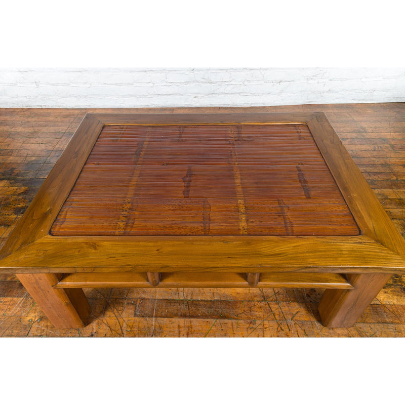 Late Qing Dynasty Wooden Coffee Table with Bamboo Top and Sturdy Legs-YN647-8. Asian & Chinese Furniture, Art, Antiques, Vintage Home Décor for sale at FEA Home