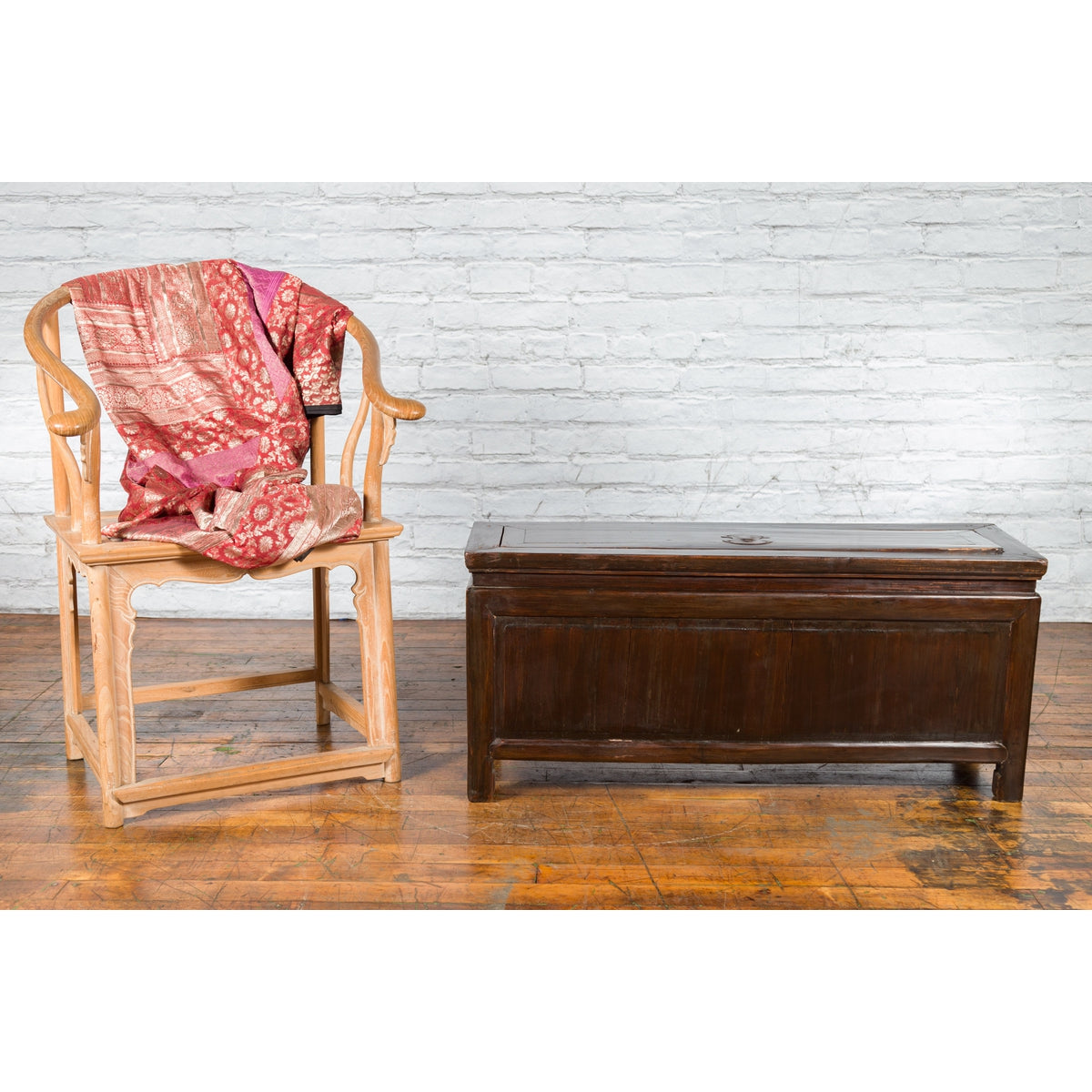 Qing Dynasty 19th Century Brown Coffer with Unhinged Panel Lid-16. Asian &amp; Chinese Furniture, Art, Antiques, Vintage Home Décor for sale at FEA Home