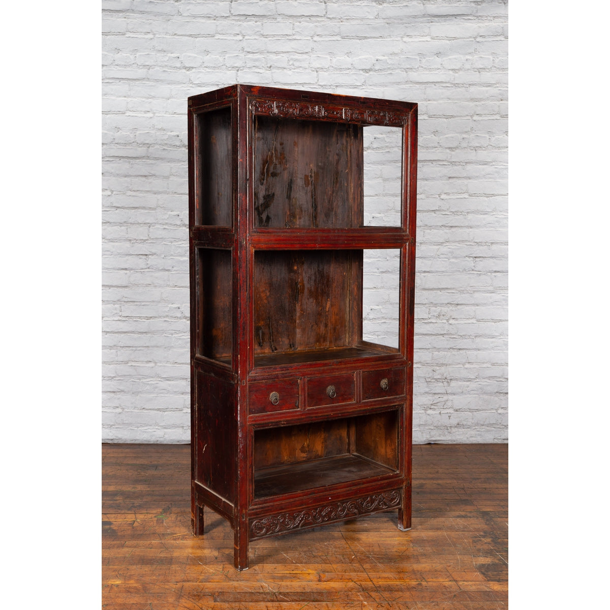 Qing Dynasty 19th Century Lacquered Cabinet with Carved Motifs-10. Asian &amp; Chinese Furniture, Art, Antiques, Vintage Home Décor for sale at FEA Home