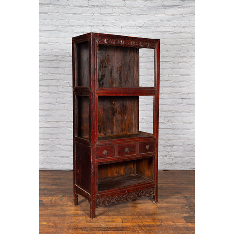 Qing Dynasty 19th Century Lacquered Cabinet with Carved Motifs-YN2543-10. Asian & Chinese Furniture, Art, Antiques, Vintage Home Décor for sale at FEA Home