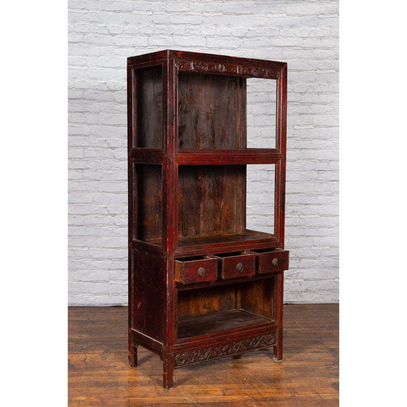 Qing Dynasty 19th Century Lacquered Cabinet with Carved Motifs-YN2543-11. Asian & Chinese Furniture, Art, Antiques, Vintage Home Décor for sale at FEA Home