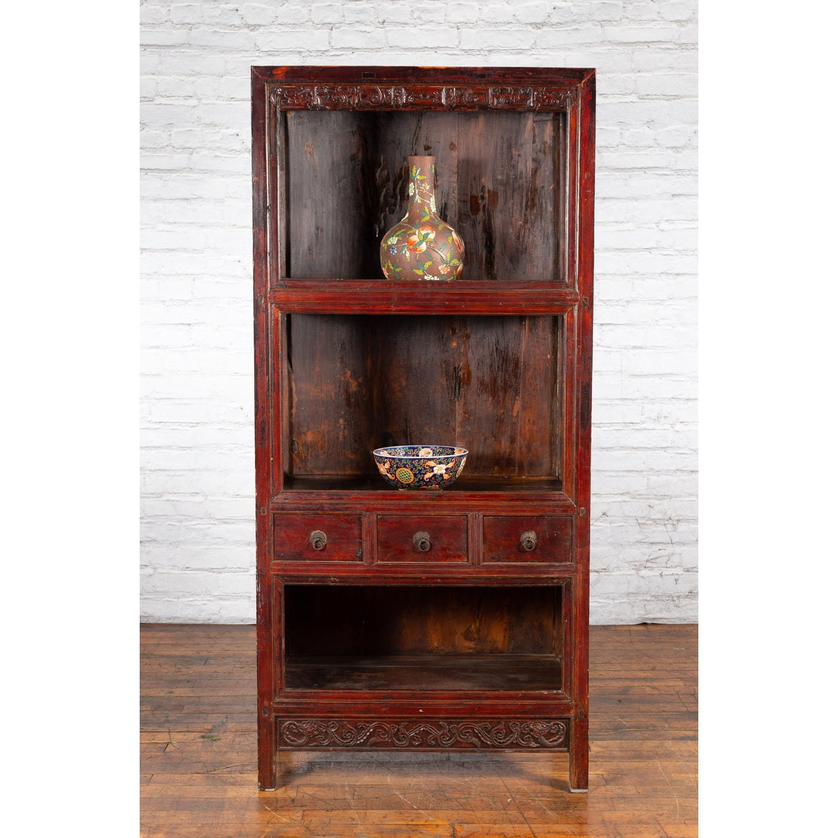Qing Dynasty 19th Century Lacquered Cabinet with Carved Motifs-3. Asian &amp; Chinese Furniture, Art, Antiques, Vintage Home Décor for sale at FEA Home