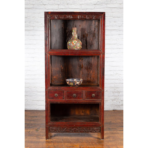 Qing Dynasty 19th Century Lacquered Cabinet with Carved Motifs-YN2543-3. Asian & Chinese Furniture, Art, Antiques, Vintage Home Décor for sale at FEA Home