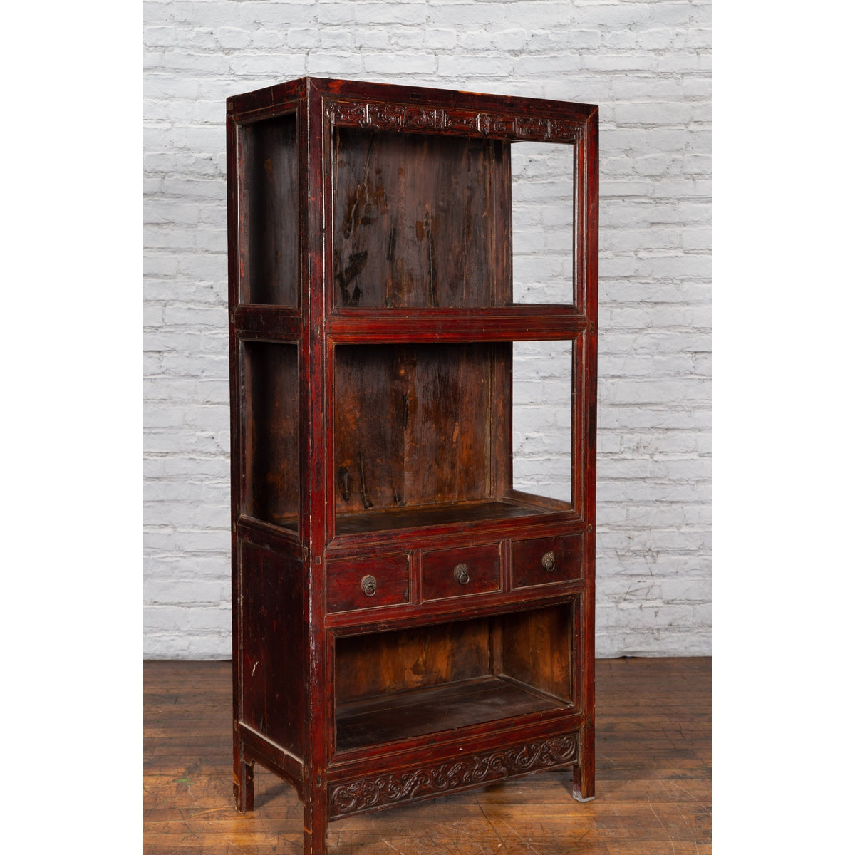 Qing Dynasty 19th Century Lacquered Cabinet with Carved Motifs-4. Asian &amp; Chinese Furniture, Art, Antiques, Vintage Home Décor for sale at FEA Home