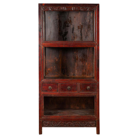Qing Dynasty 19th Century Lacquered Cabinet with Carved Motifs-YN2543-1. Asian & Chinese Furniture, Art, Antiques, Vintage Home Décor for sale at FEA Home