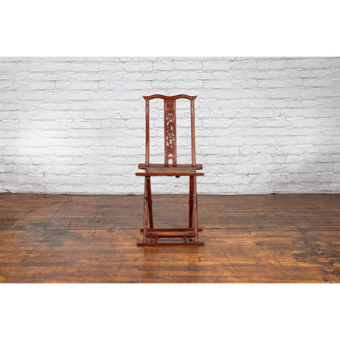 Qing Dynasty Red Lacquered Traveler's Folding Chair with Woven Seat-YN3779-2. Asian & Chinese Furniture, Art, Antiques, Vintage Home Décor for sale at FEA Home