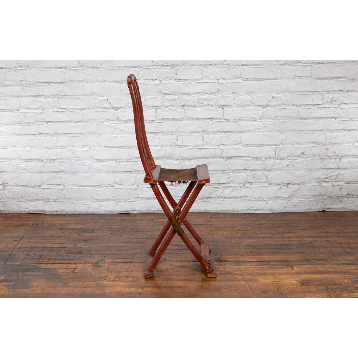 Qing Dynasty Red Lacquered Traveler&#39;s Folding Chair with Woven Seat-5. Asian &amp; Chinese Furniture, Art, Antiques, Vintage Home Décor for sale at FEA Home