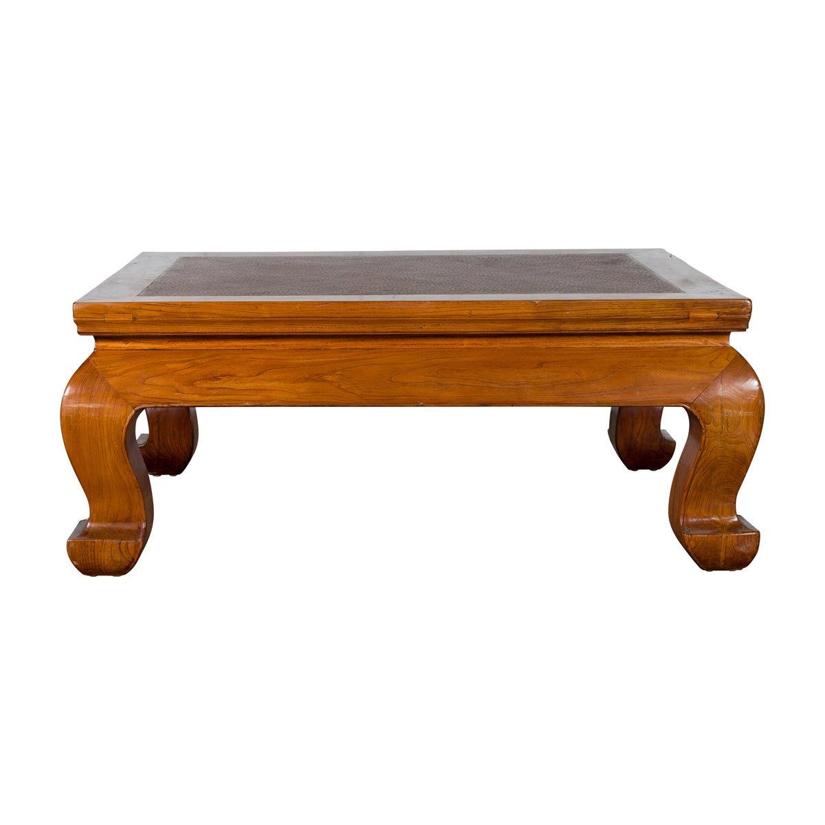 Qing Dynasty Chinese Shanxi Province Elmwood Coffee Table with Woven Rattan Top-1. Asian & Chinese Furniture, Art, Antiques, Vintage Home Décor for sale at FEA Home