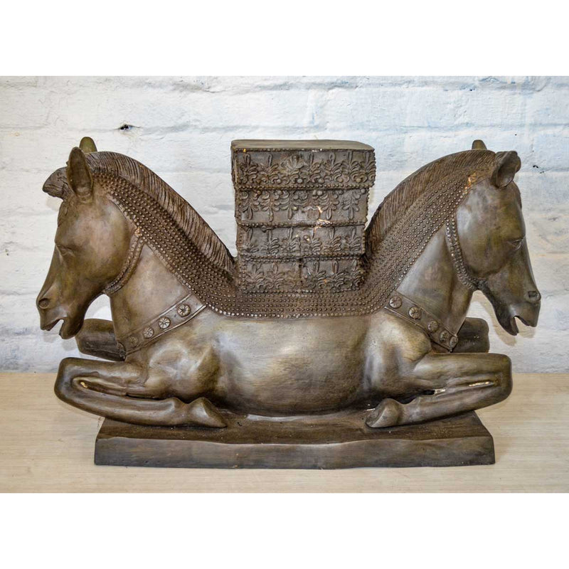 Bronze 2-Headed Horse Tabletop Statue | FEA Home