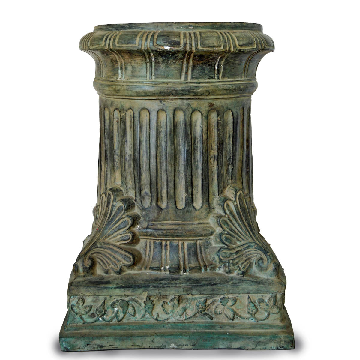 Lost Wax Cast Bronze Pedestal with Fluted Column and Palmette Motifs-1. Asian & Chinese Furniture, Art, Antiques, Vintage Home Décor for sale at FEA Home
