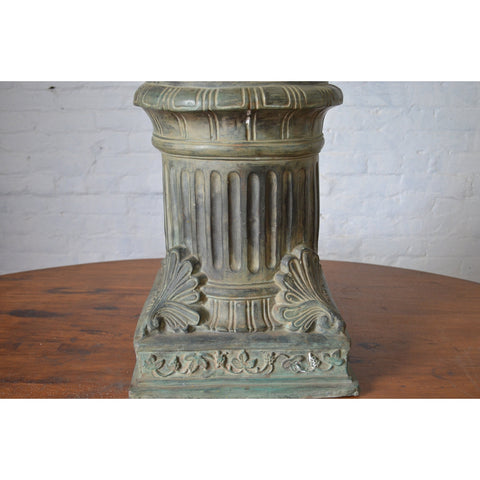 Lost Wax Cast Bronze Pedestal with Fluted Column and Palmette Motifs-RG1667 / RRC-10. Asian & Chinese Furniture, Art, Antiques, Vintage Home Décor for sale at FEA Home