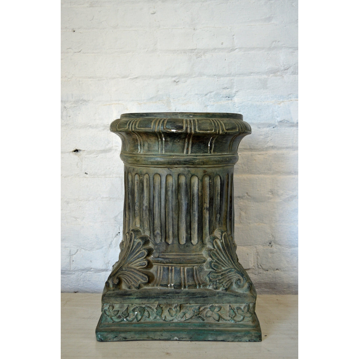 Lost Wax Cast Bronze Pedestal with Fluted Column and Palmette Motifs-2. Asian & Chinese Furniture, Art, Antiques, Vintage Home Décor for sale at FEA Home