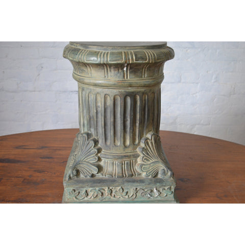 Lost Wax Cast Bronze Pedestal with Fluted Column and Palmette Motifs-RG1667 / RRC-3. Asian & Chinese Furniture, Art, Antiques, Vintage Home Décor for sale at FEA Home