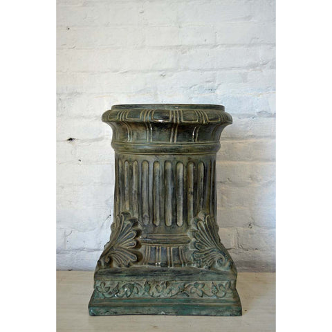 Lost Wax Cast Bronze Pedestal with Fluted Column and Palmette Motifs-RG1667 / RRC-4. Asian & Chinese Furniture, Art, Antiques, Vintage Home Décor for sale at FEA Home