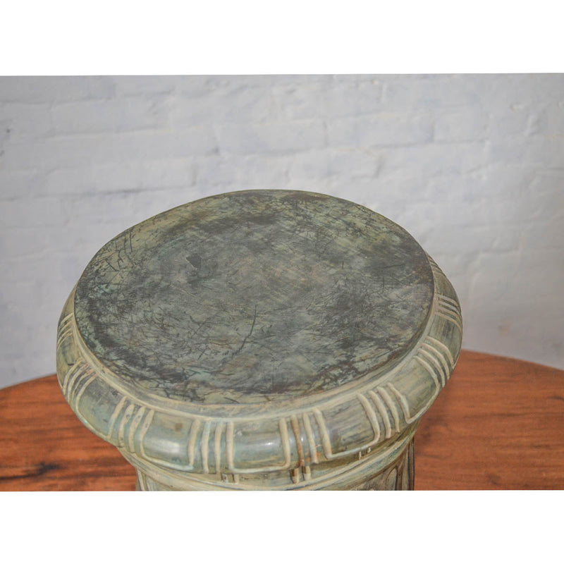 Lost Wax Cast Bronze Pedestal with Fluted Column and Palmette Motifs-RG1667 / RRC-5. Asian & Chinese Furniture, Art, Antiques, Vintage Home Décor for sale at FEA Home