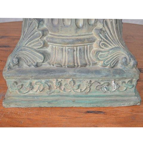 Lost Wax Cast Bronze Pedestal with Fluted Column and Palmette Motifs-RG1667 / RRC-7. Asian & Chinese Furniture, Art, Antiques, Vintage Home Décor for sale at FEA Home