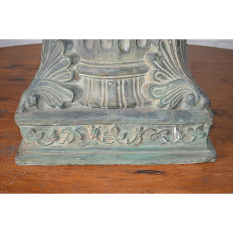 Lost Wax Cast Bronze Pedestal with Fluted Column and Palmette Motifs-RG1667 / RRC-9. Asian & Chinese Furniture, Art, Antiques, Vintage Home Décor for sale at FEA Home