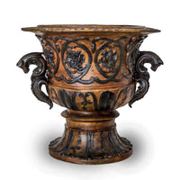 Greco-Roman Inspired Urn/ Planter with Serpent Handles and 2-Tone Bronze Patina