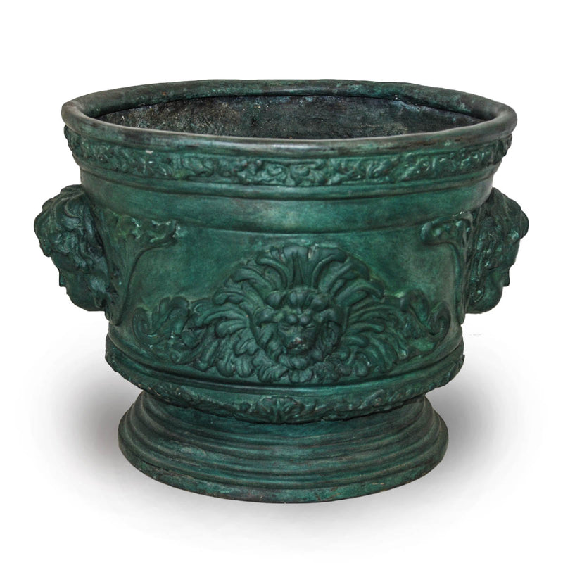 Verde Patina Planter with Cherub Faces- Asian Antiques, Vintage Home Decor & Chinese Furniture - FEA Home