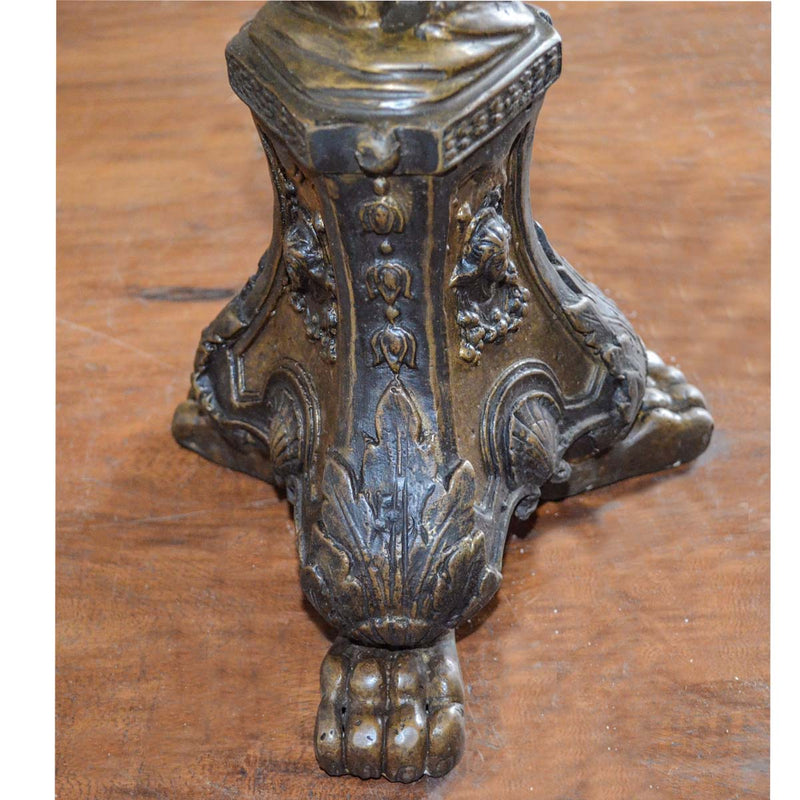 Cherub Holding An Urn Bronze Candleholder