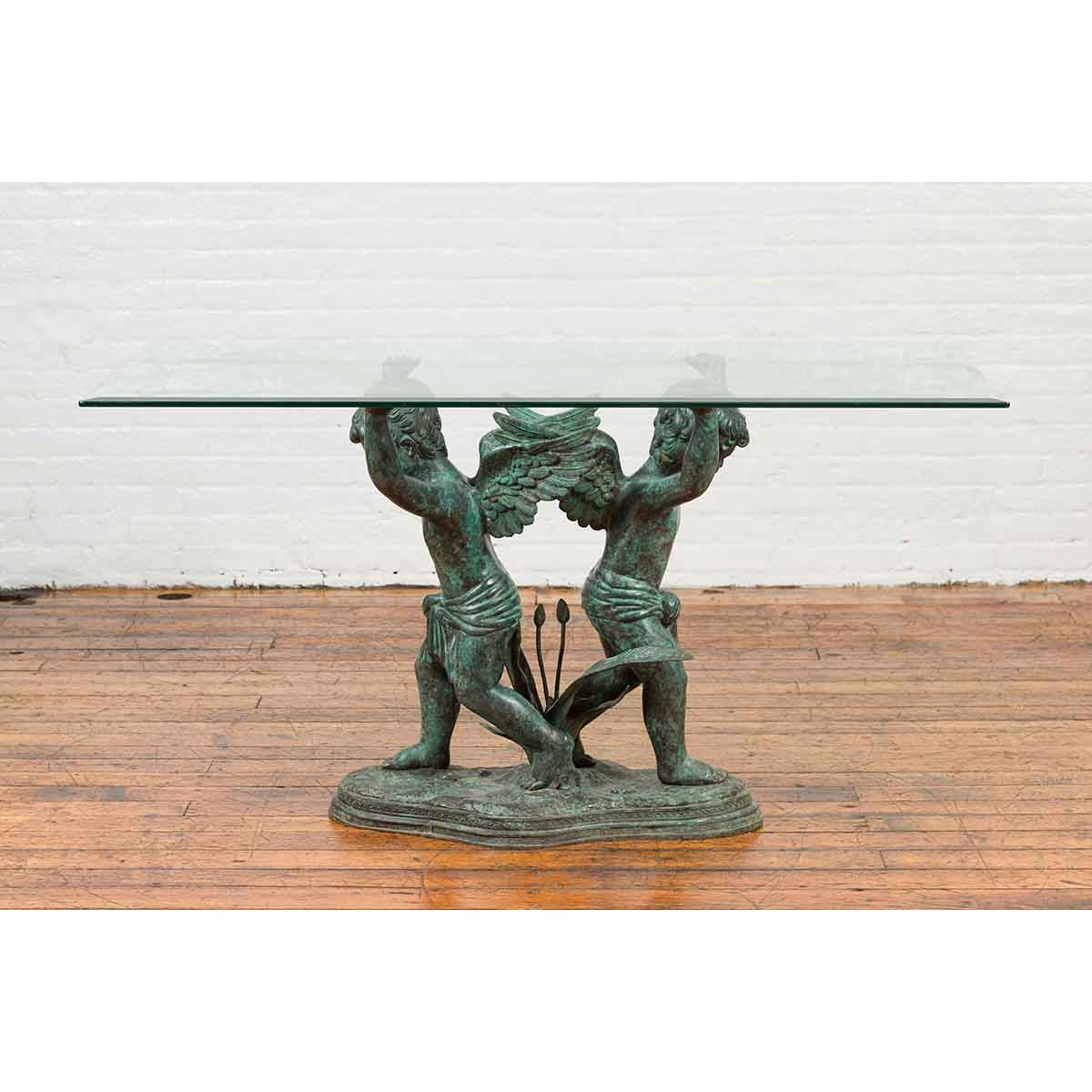 Greco-Roman Style Contemporary Bronze Double Cherub Dining Table Base-2. Asian & Chinese Furniture, Art, Antiques, Vintage Home Décor for sale at FEA Home