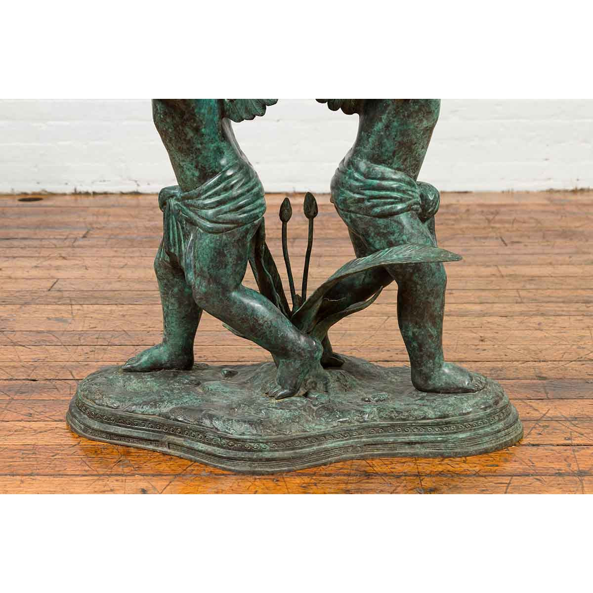 Greco-Roman Style Contemporary Bronze Double Cherub Dining Table Base-10. Asian &amp; Chinese Furniture, Art, Antiques, Vintage Home Décor for sale at FEA Home