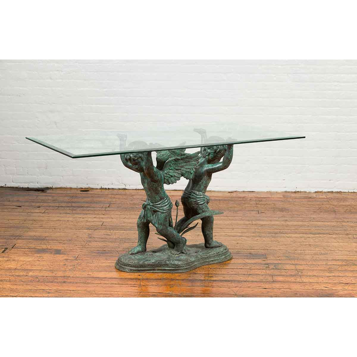 Greco-Roman Style Contemporary Bronze Double Cherub Dining Table Base-3. Asian &amp; Chinese Furniture, Art, Antiques, Vintage Home Décor for sale at FEA Home