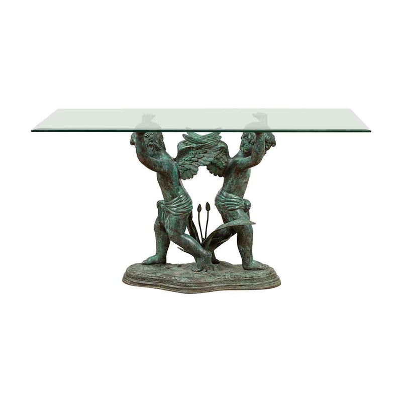 Greco-Roman Style Contemporary Bronze Double Cherub Dining Table Base- Asian Antiques, Vintage Home Decor & Chinese Furniture - FEA Home