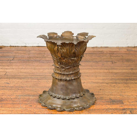 Bronze Flower Pedestal with Acanthus Leaves and Palmettes, Contemporary-8. Asian & Chinese Furniture, Art, Antiques, Vintage Home Décor for sale at FEA Home