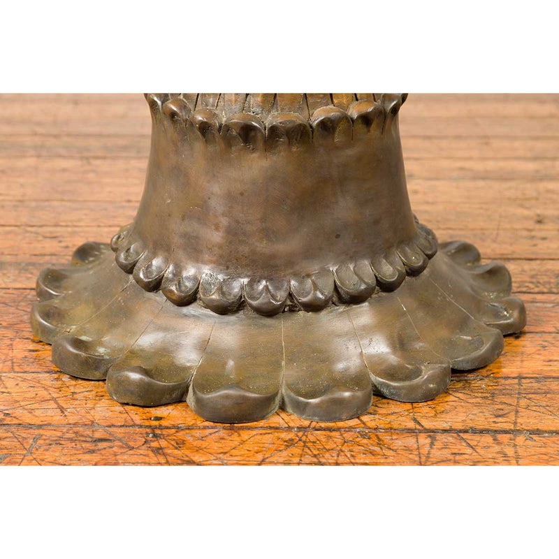 Bronze Flower Pedestal with Acanthus Leaves and Palmettes, Contemporary-12. Asian & Chinese Furniture, Art, Antiques, Vintage Home Décor for sale at FEA Home
