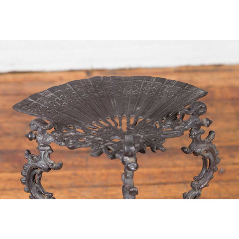 Contemporary Bronze Display Stand with Fan Shelves and Rococo Style Scrolls