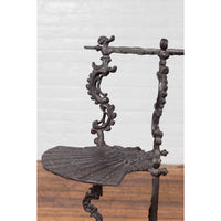 Contemporary Bronze Display Stand with Fan Shelves and Rococo Style Scrolls